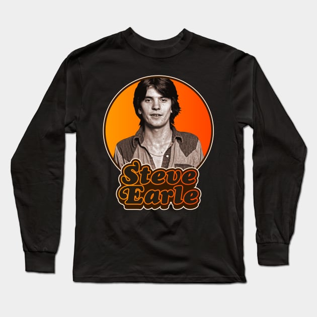 Retro Steve Earle Tribute Long Sleeve T-Shirt by darklordpug